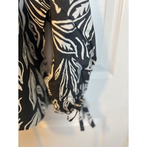 G by Giuliana Printed Stretch Poplin Blouson Sleeve Top Size Large Black NWOT - Picture 4 of 7